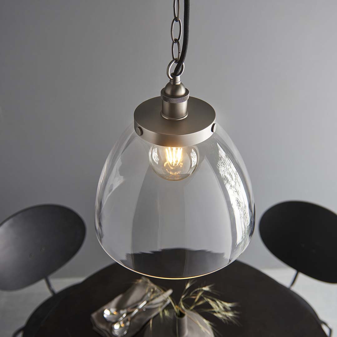 Hansen Brushed Silver Grand Pendant Ceiling Light