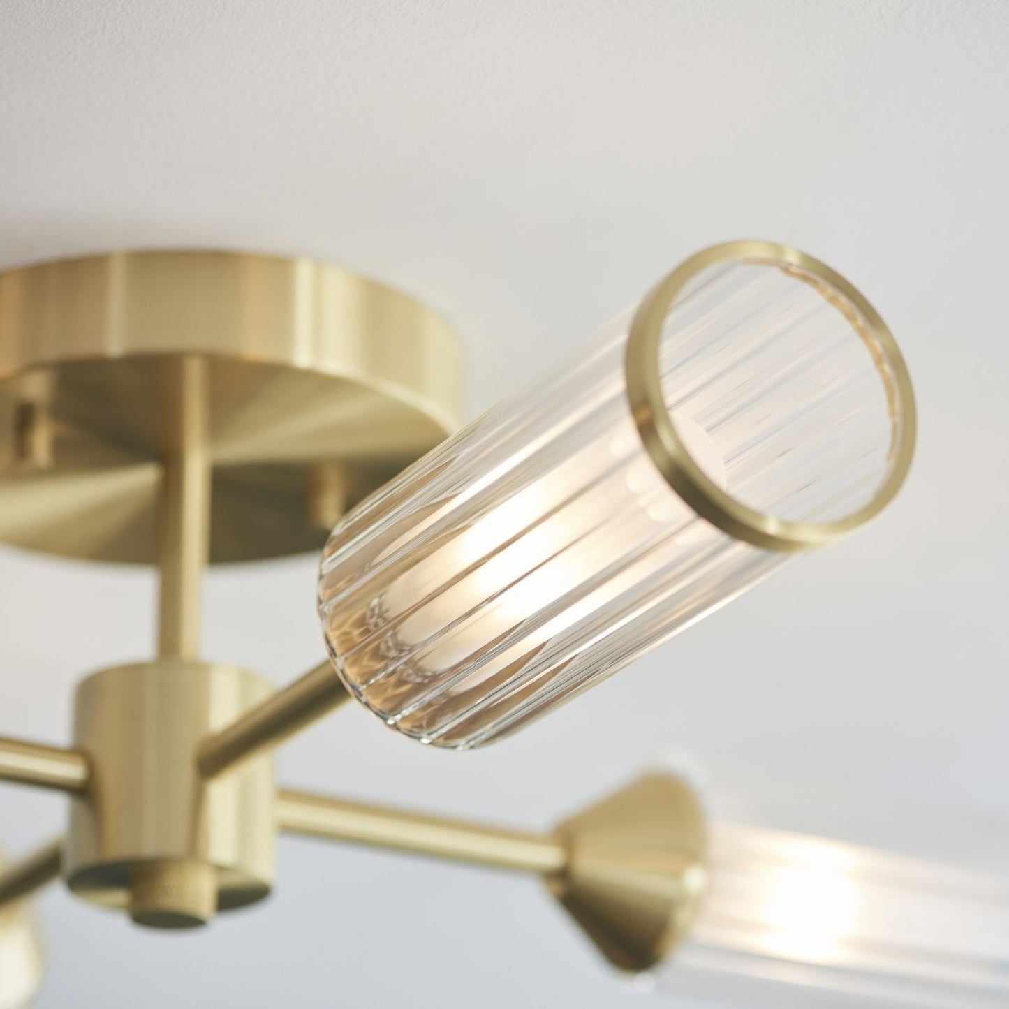 Tour 4 Light Gold & Glass Semi Flush Ceiling Light