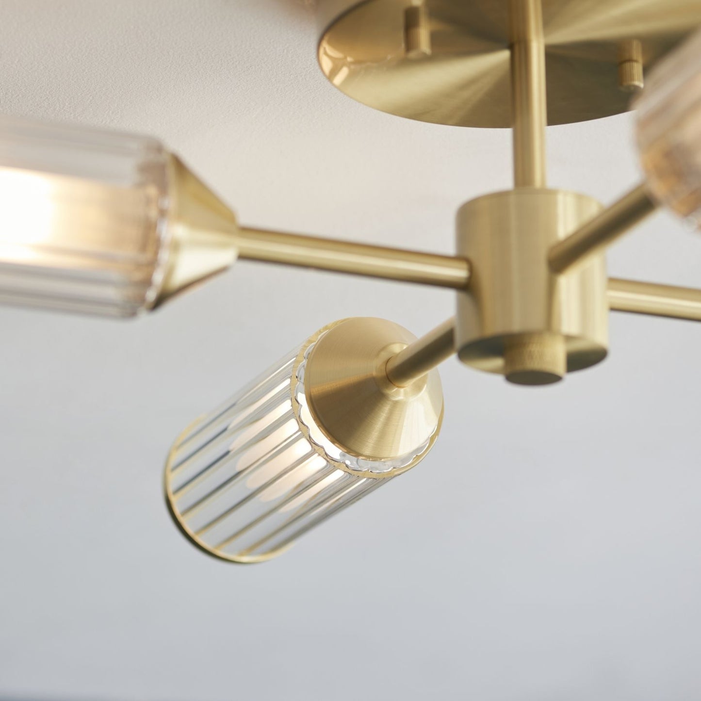 Tour 4 Light Gold & Glass Semi Flush Ceiling Light