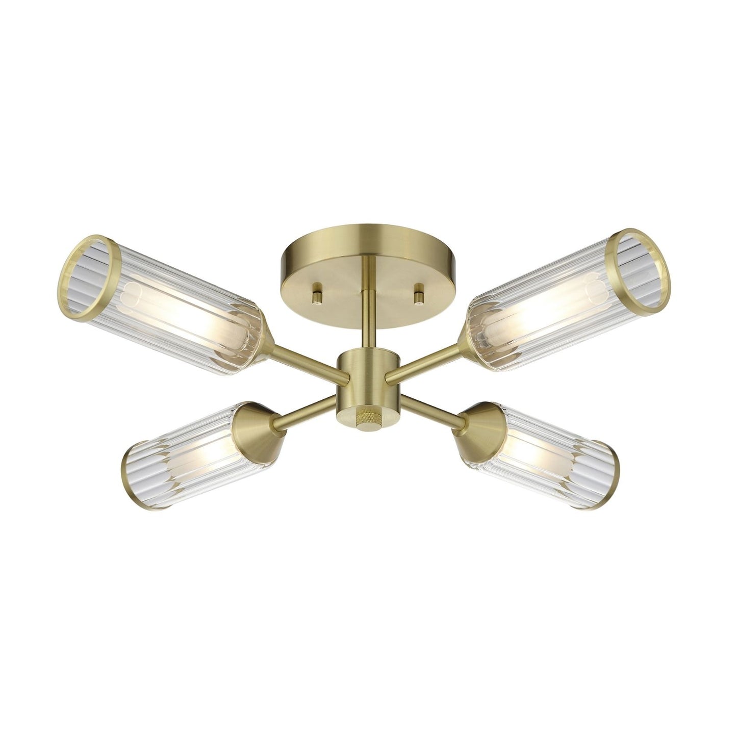 Tour 4 Light Gold & Glass Semi Flush Ceiling Light