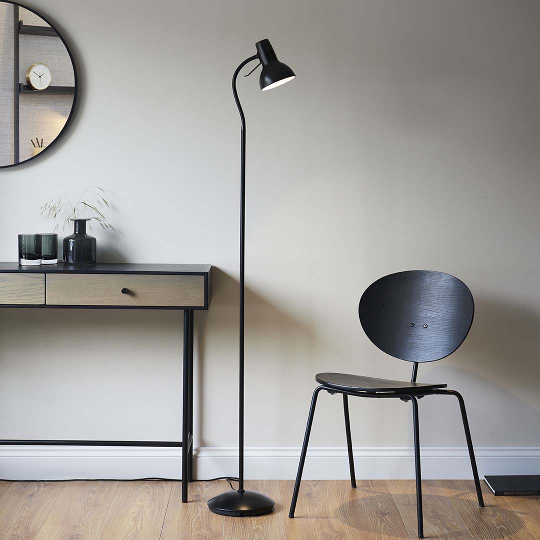 Amalfi Matt Black Task Floor Lamp