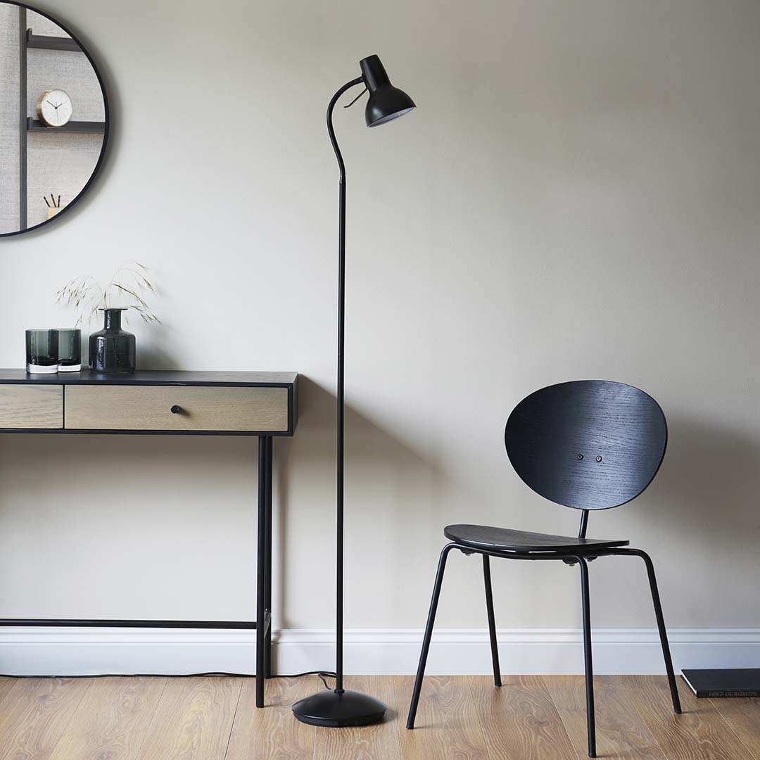 Amalfi Matt Black Task Floor Lamp