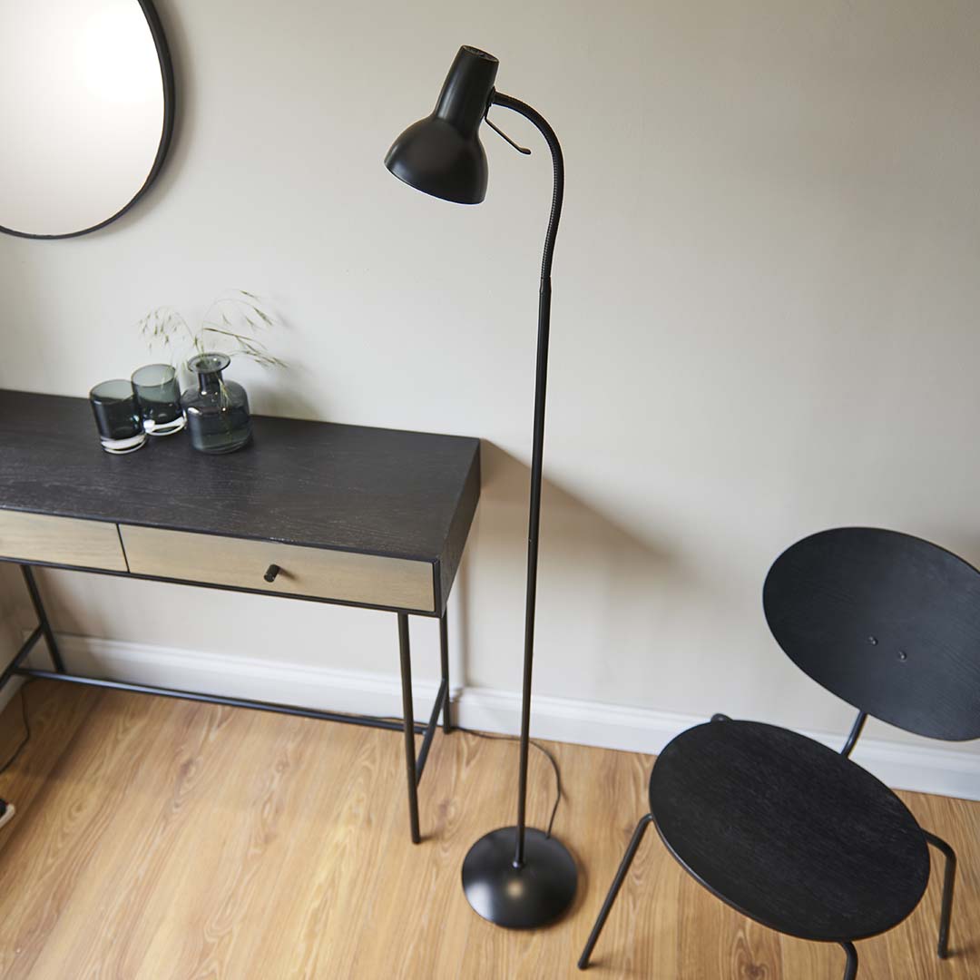 Amalfi Matt Black Task Floor Lamp