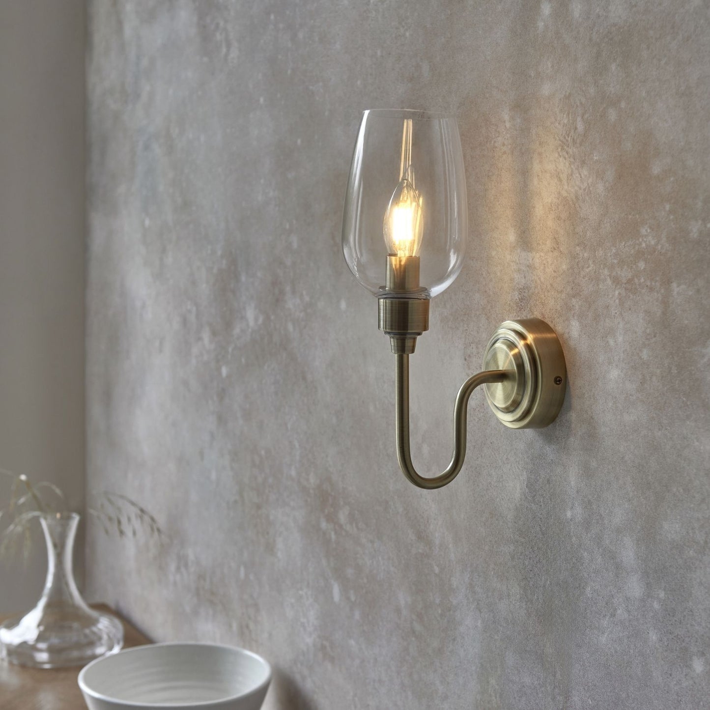 Stourton Antique Brass & Glass Wall Light