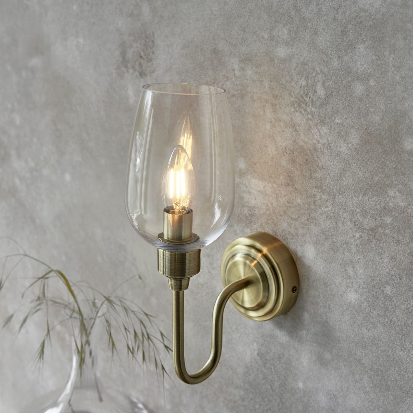 Stourton Antique Brass & Glass Wall Light
