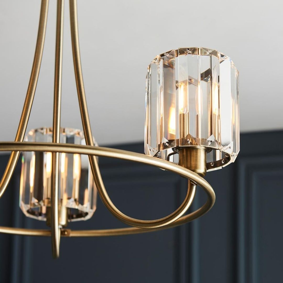 Berenice 3 Light Semi Flush Antique Brass Ceiling Light