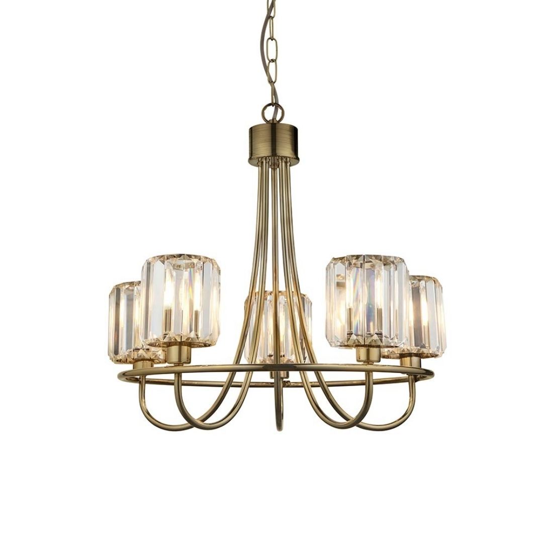 Berenice 5 Light Antique Brass Pendant Ceiling Light