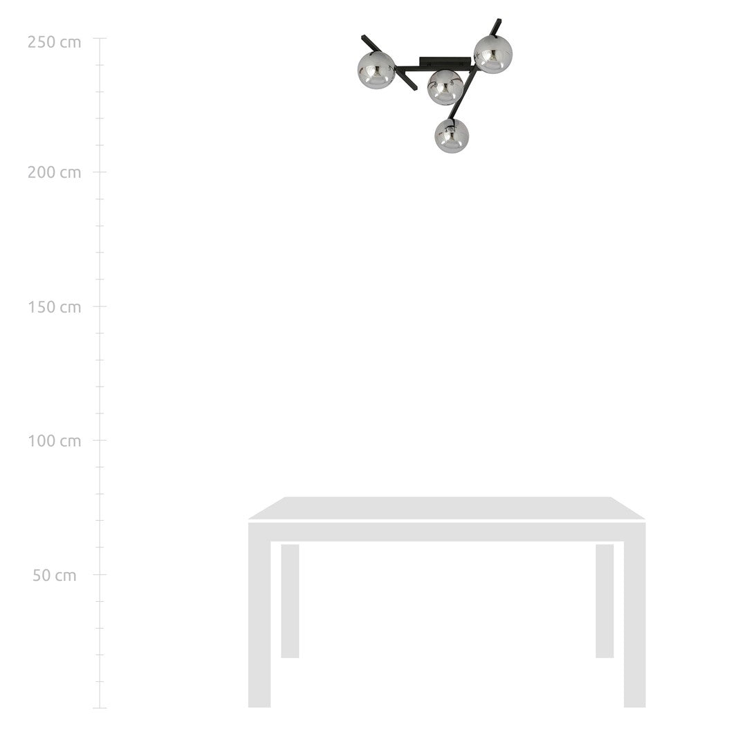 Smart 4 Light Semi Flush Light Black & Graphite