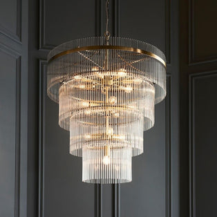 Marietta 16 Light Antique Brass & Glass Pendant Ceiling Light