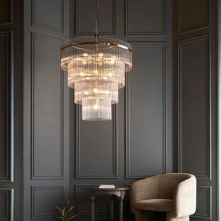 Marietta 16 Light Antique Brass & Glass Pendant Ceiling Light