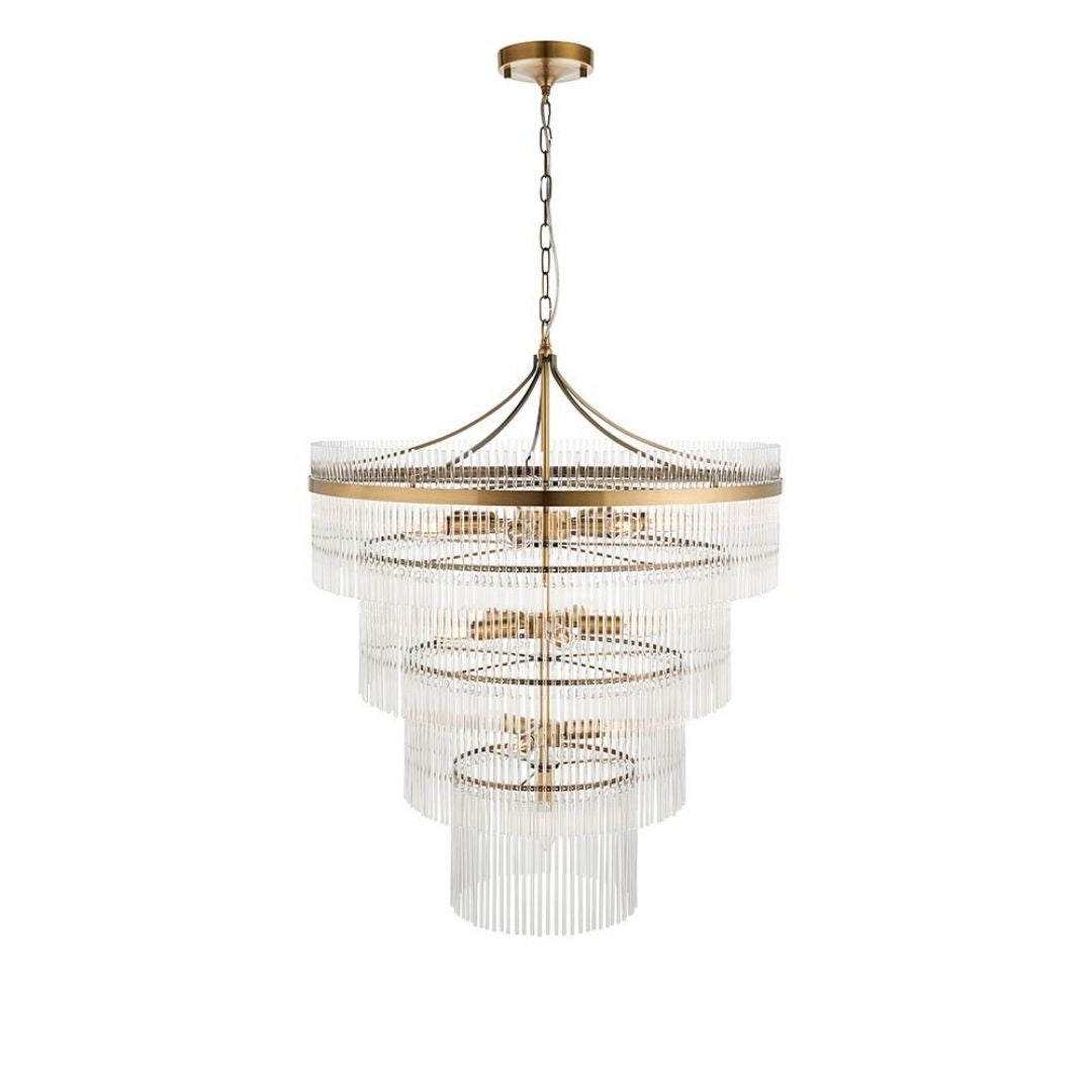 Marietta 16 Light Antique Brass & Glass Pendant Ceiling Light