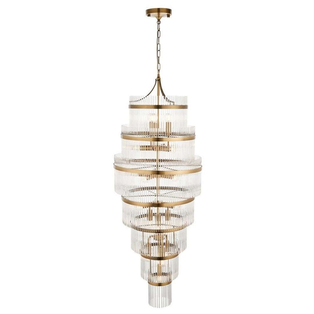 Marietta 21 Light Antique Brass & Glass Pendant Ceiling Light