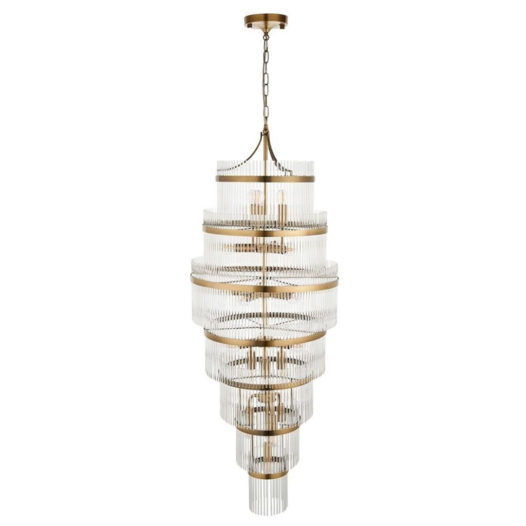 Marietta 21 Light Antique Brass & Glass Pendant Ceiling Light