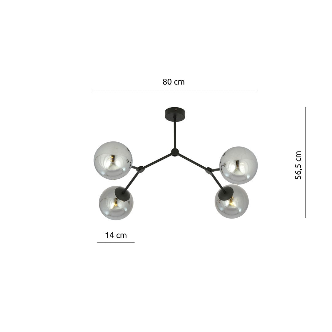 Space 4 Light Semi Flush Black & Graphite
