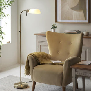 Pharmacy Antique Brass & Glass Task Floor Lamp