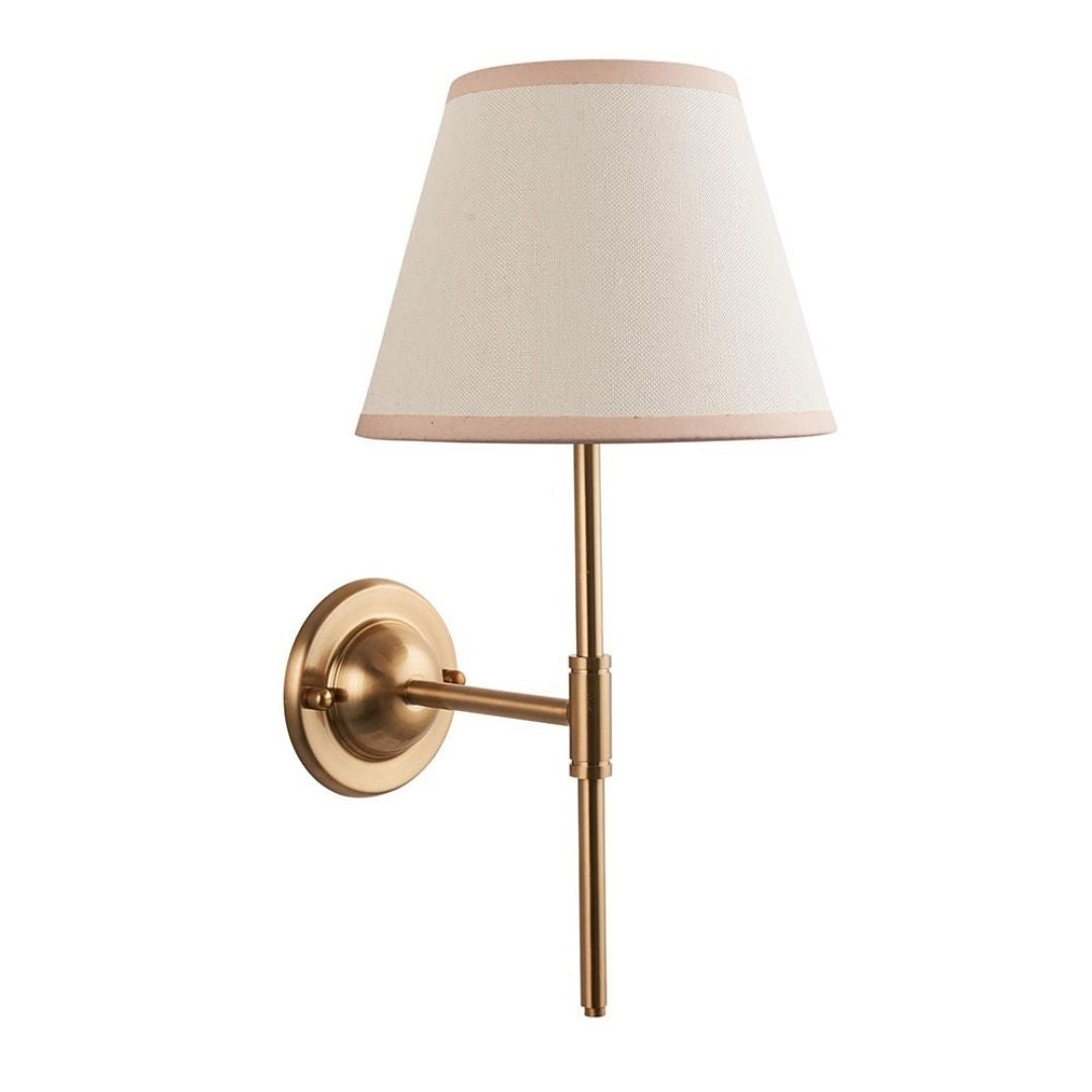 Dome Brass Wall Light with 20cm White Shade