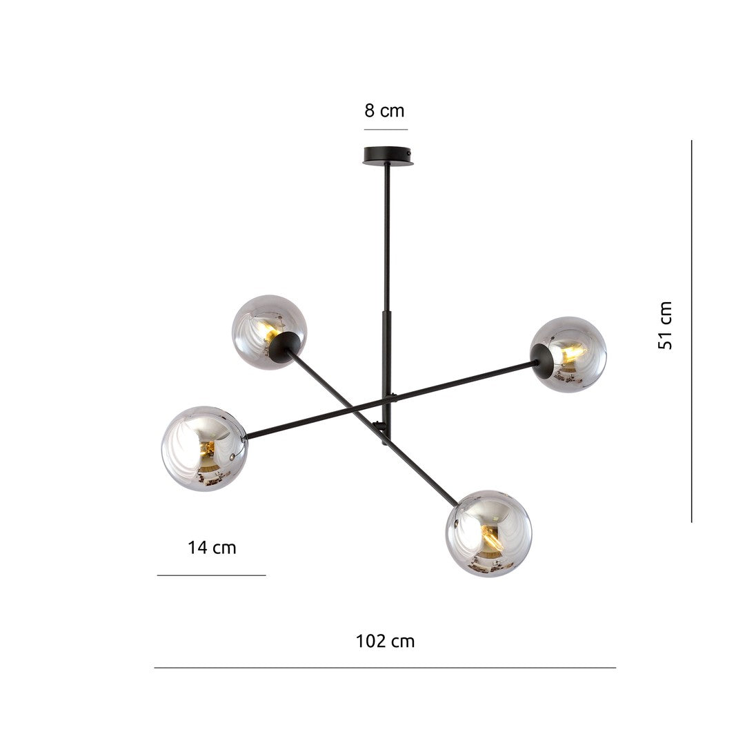 Linear 4 Light Pendant Black & Graphite