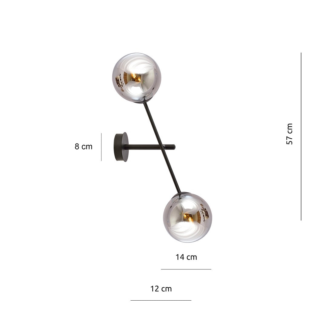 Linear 2 Light Wall Light Black & Graphite