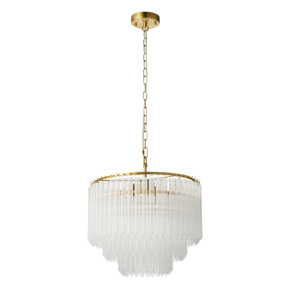 Montpellier 3 Light Aged Brass & Ribbed Glass Pendant light