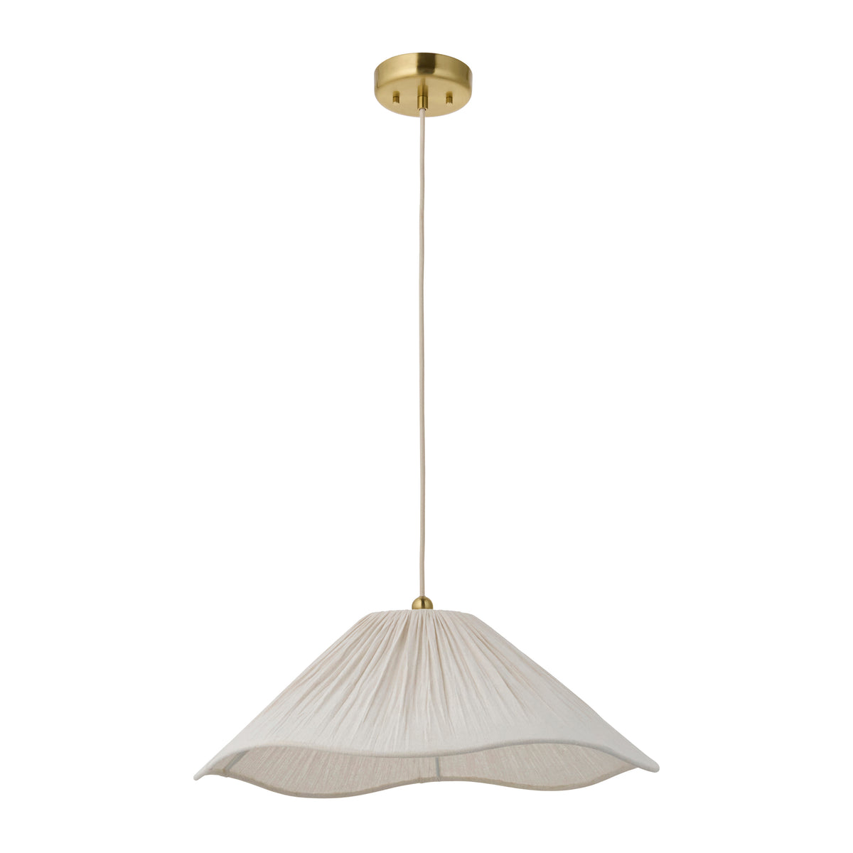 Isabella Aged Brass & White Scalloped Pendant Ceiling Light