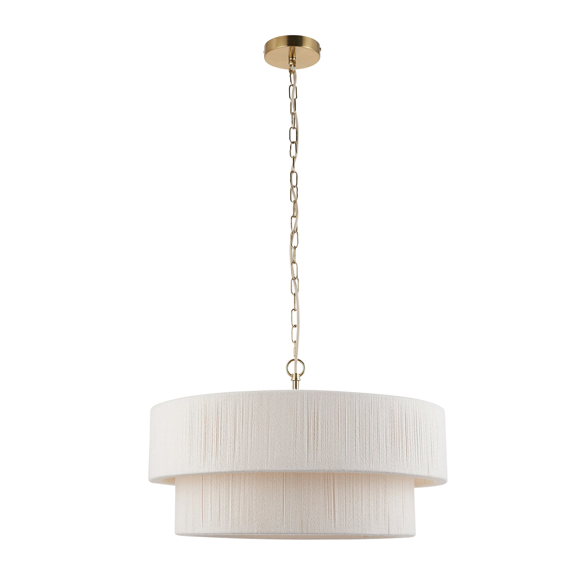 Noah 5 Light Cream Cotton Cord Tiered Pendant Ceiling Light