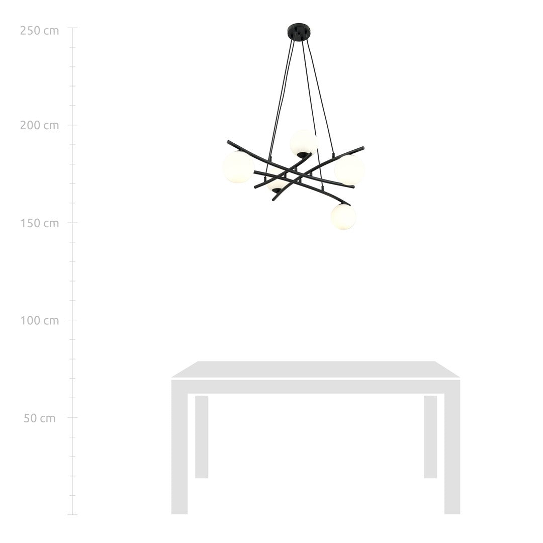 Essa 5 Light Pendant Black & White