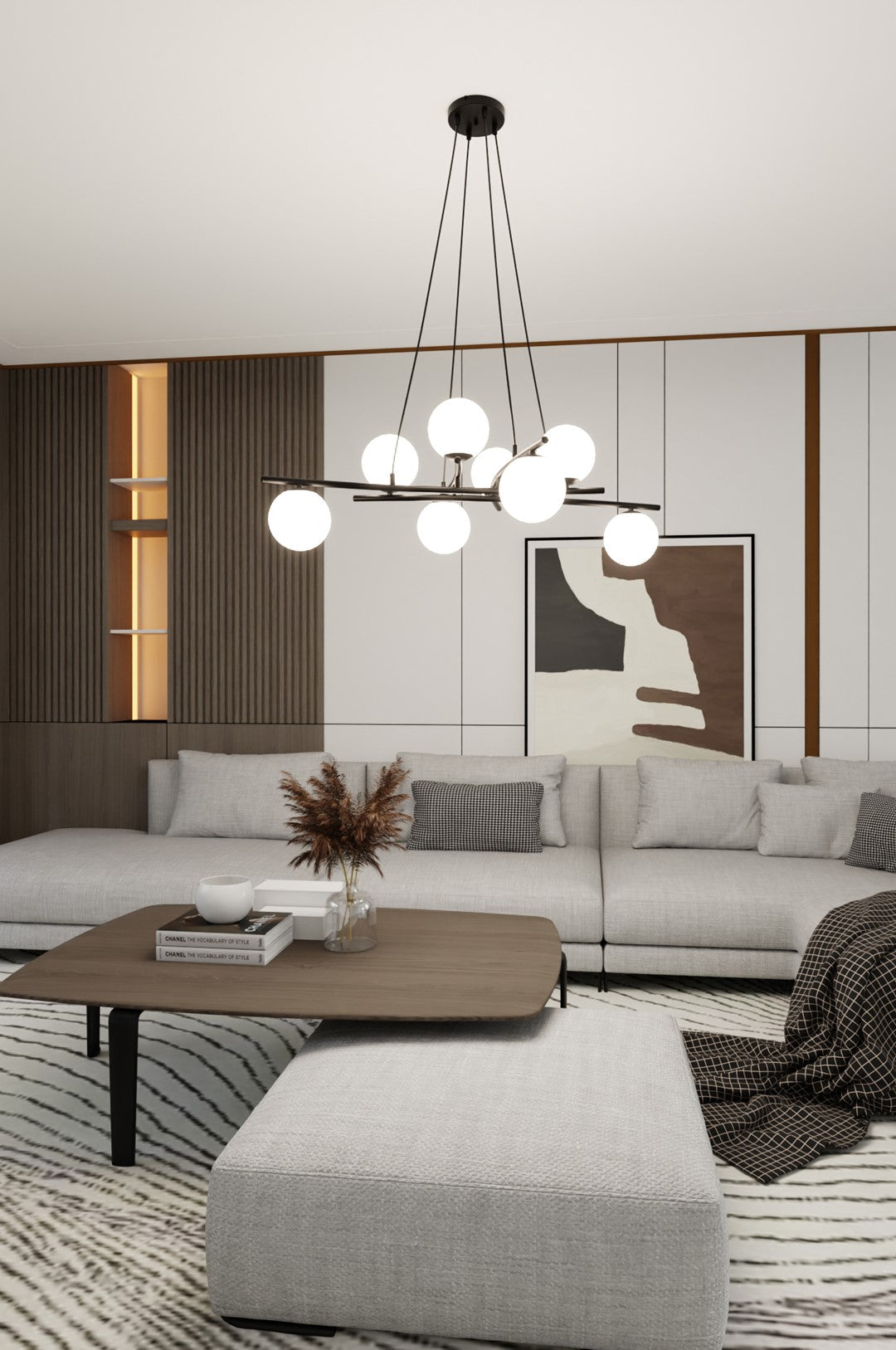 Essa 8 Light Pendant Black & White