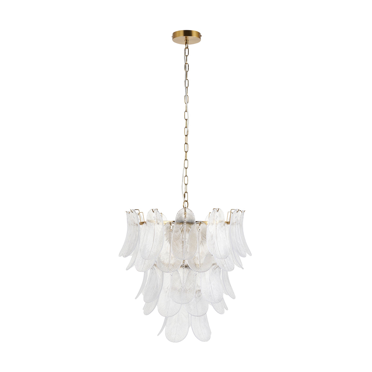 Autumn 4 Light Aged Brass & Glass Leaf Pendant Ceiling Light