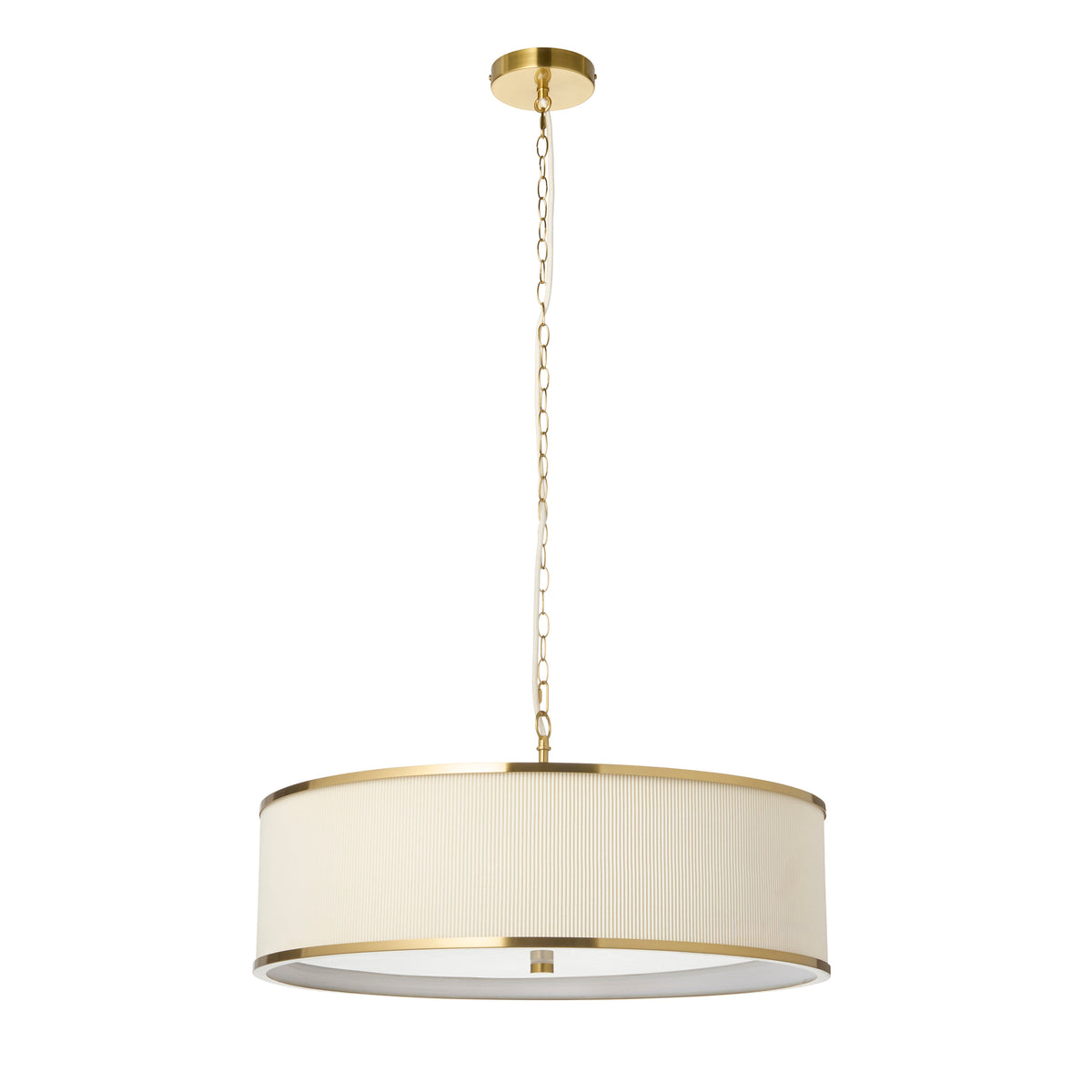Lexi 5 Light Ivory Pleated & Aged Brass Pendant Ceiling Light