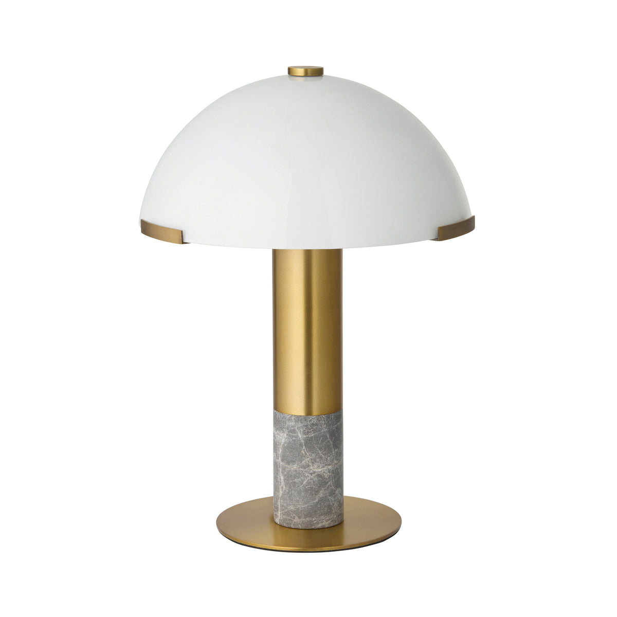Hansel Warm Brass & Grey Marble Opal Glass Table Lamp