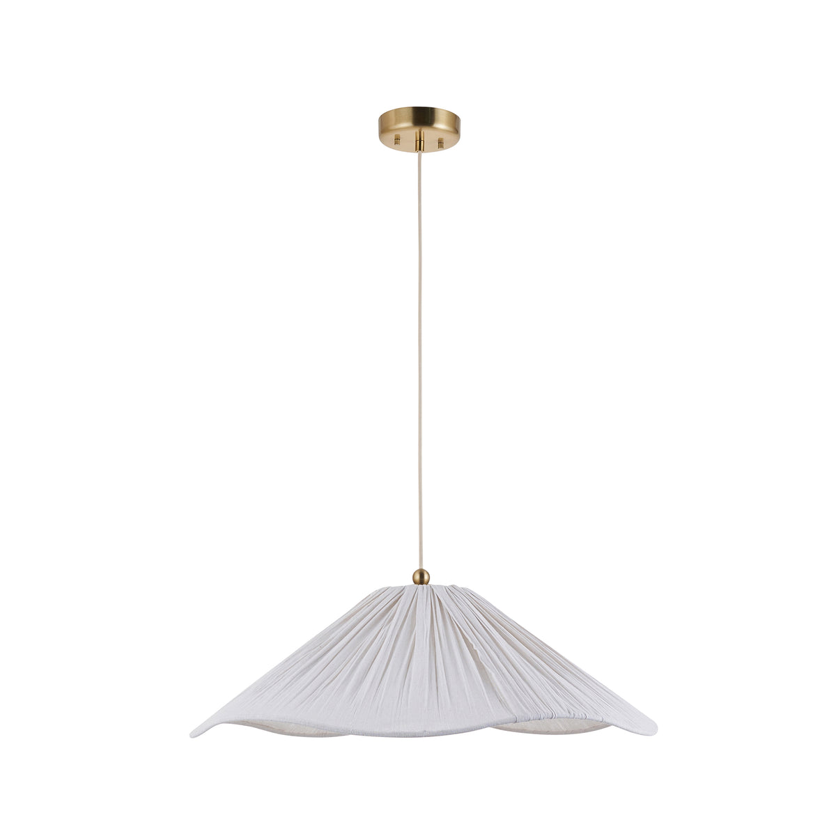 Isabella Grand Aged Brass & White Scalloped Pendant Ceiling Light