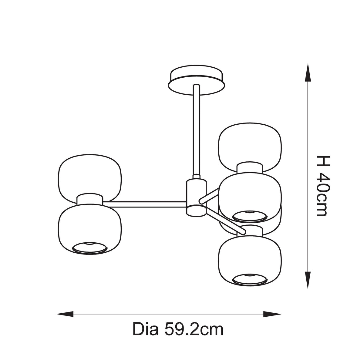 Rossano 6 Light Brass & Frosted Glass Semi-Flush Ceiling Light