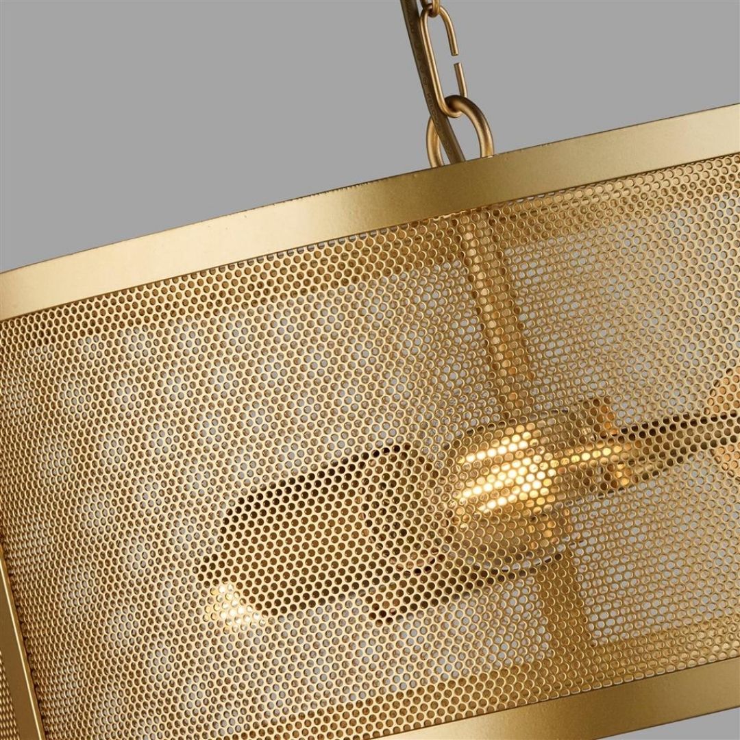 Fishnet 3 Light Matte Gold Mesh Pendant Ceiling Light