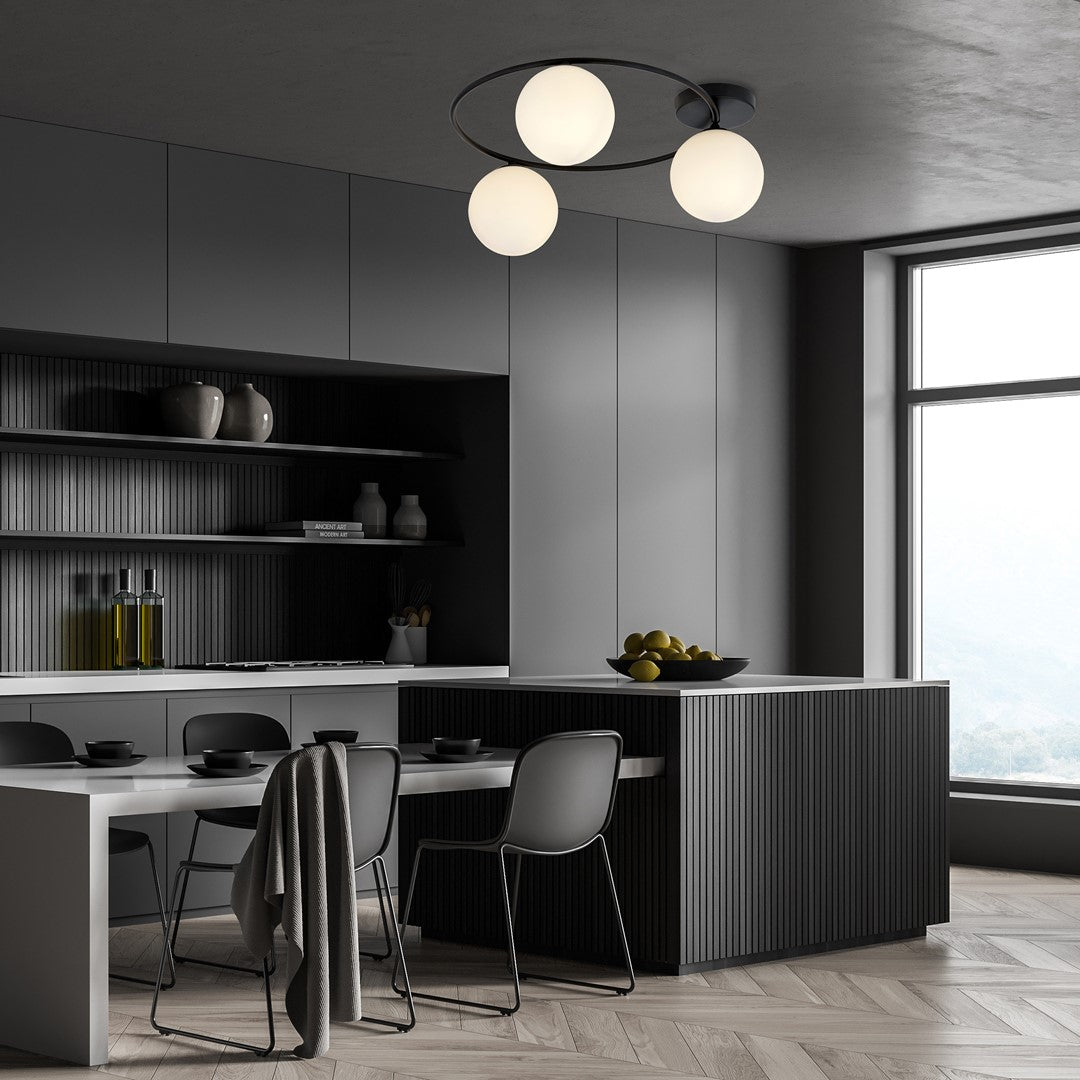 Sopra 3 Light Semi Flush Black & White