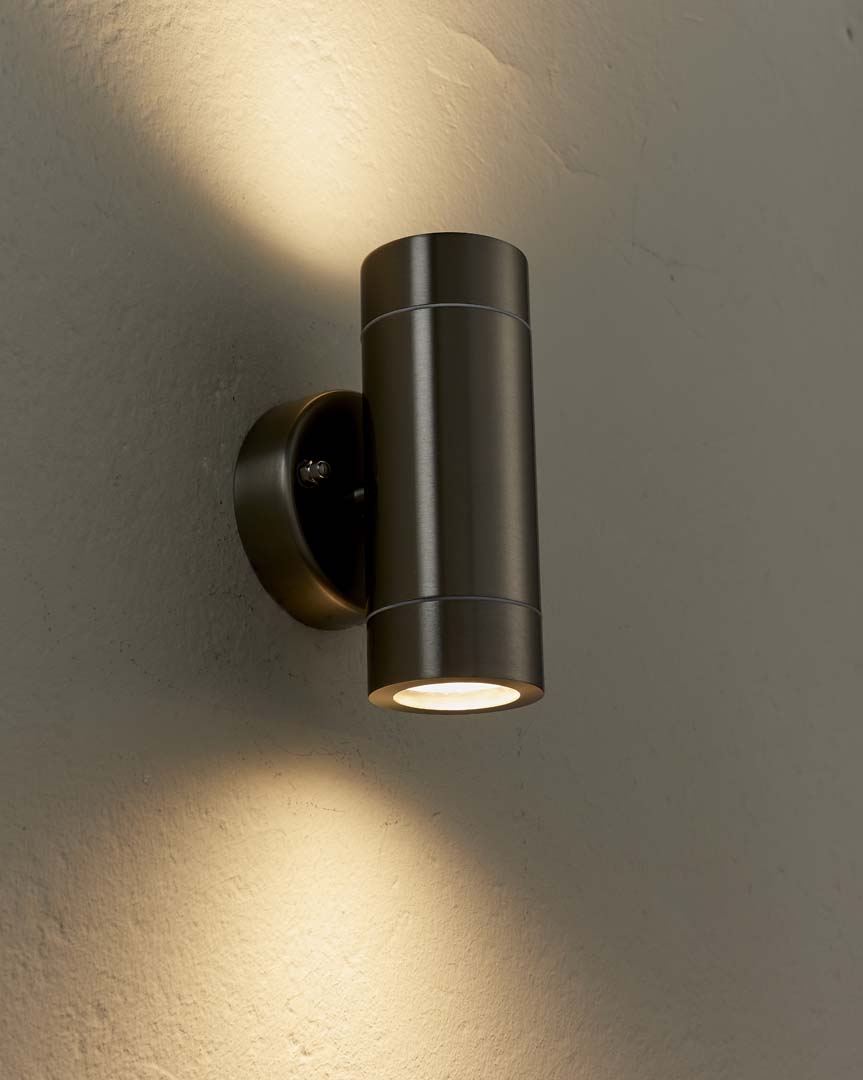 Palin Outdoor 2 Light Wall Light Brushed Steel
