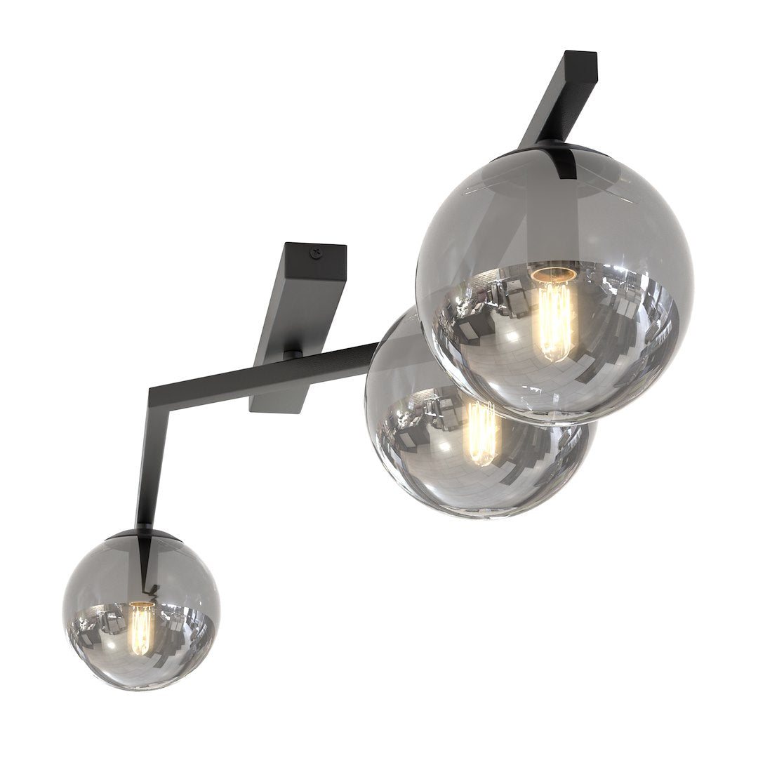 Naton 3 Light Semi Flush Black & Graphite