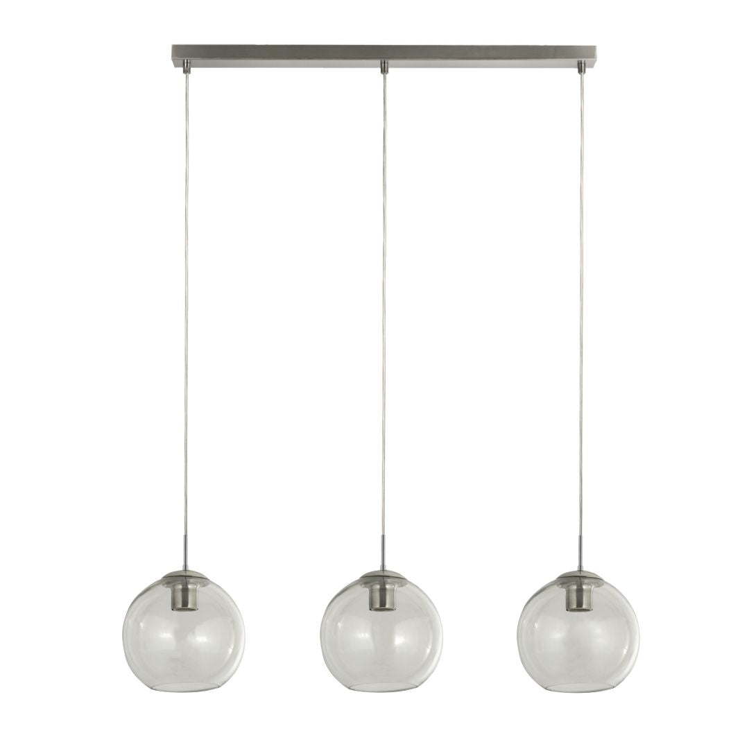 Balls 3 Light Chrome and Glass Ceiling Pendant Bar