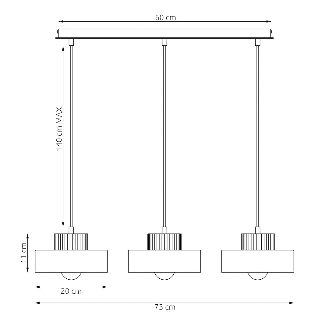 Kivi 3 Light Linear Pendant Black