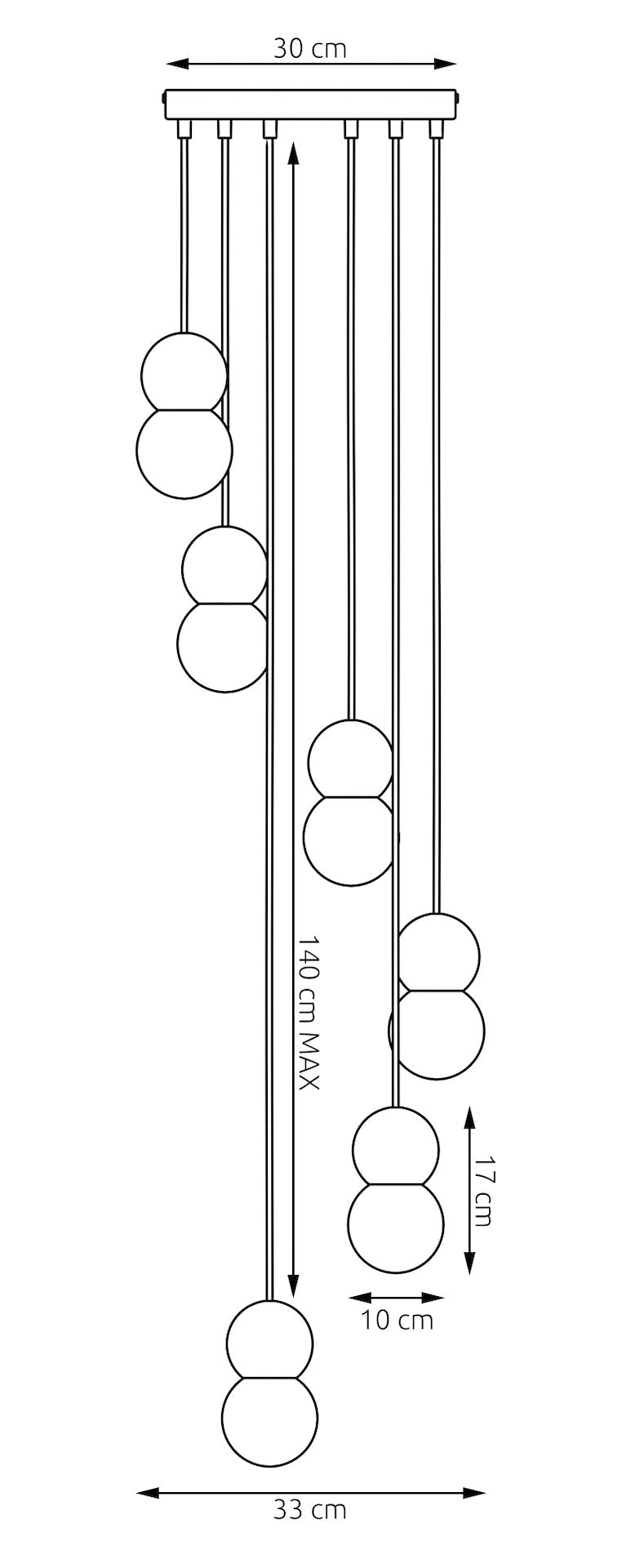 Loop 6 Light Pendant Black