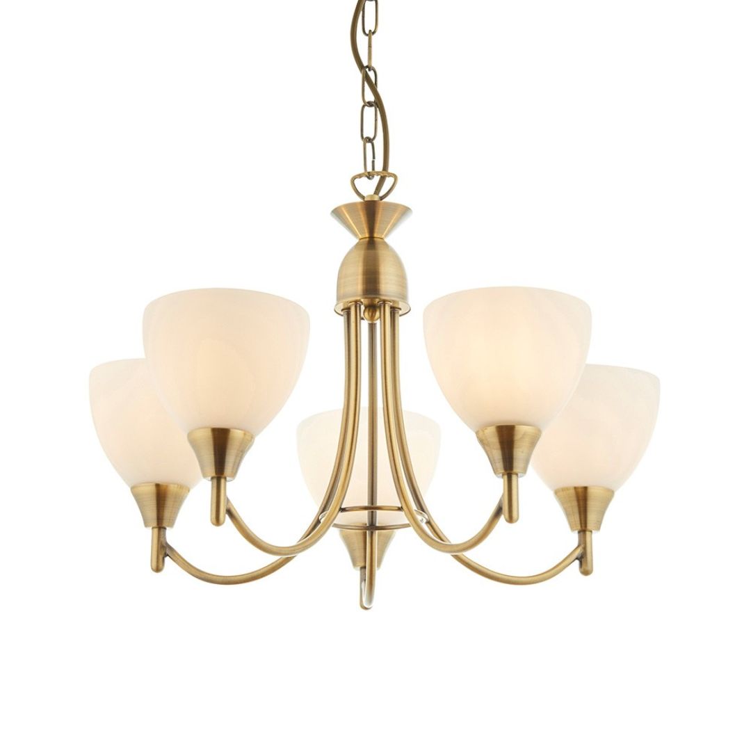 Alton 5 Light Antique Brass Pendant Ceiling Light