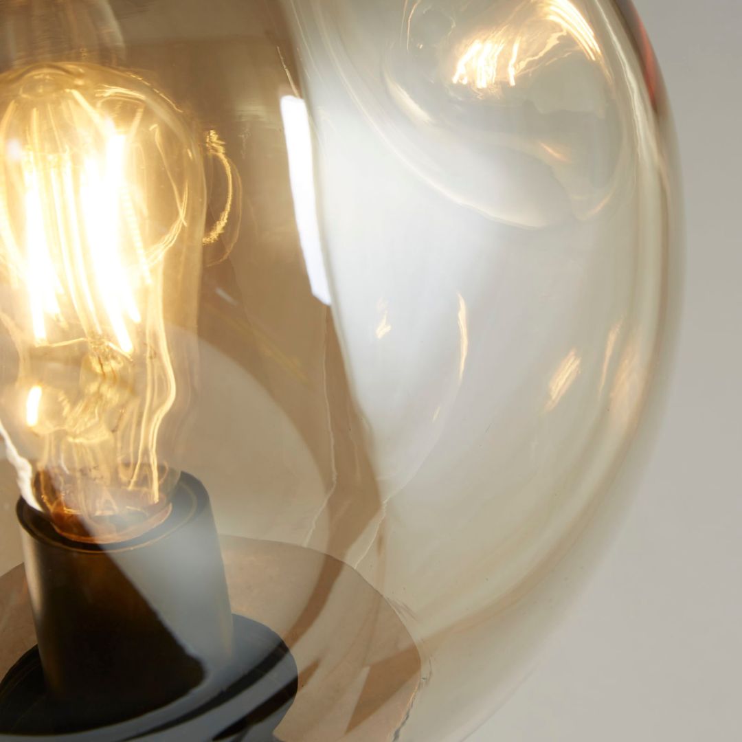 Punch Black Metal and Champagne Punched Glass Floor Lamp