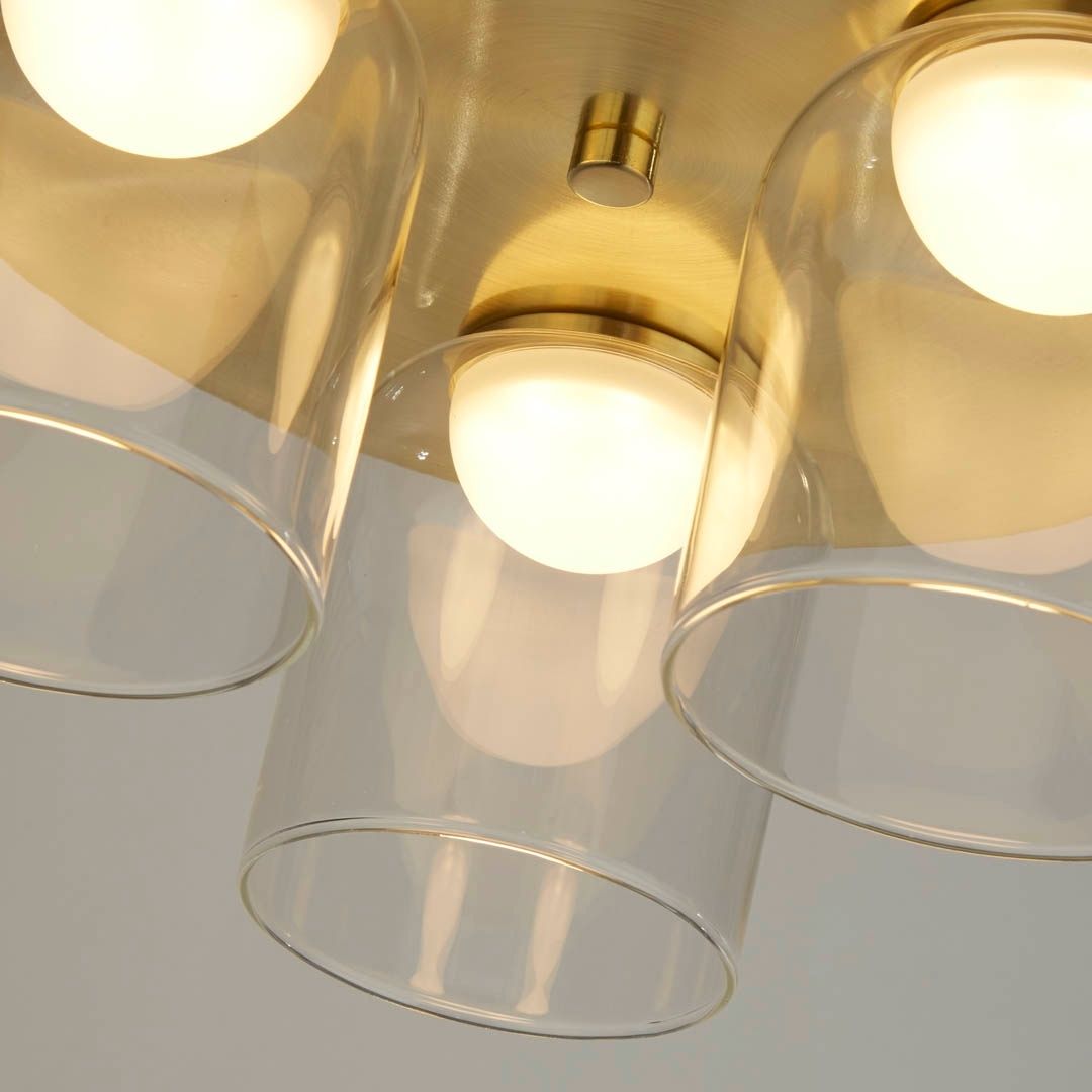 Highball 3 Light Satin Brass LED Flush Ceiling Light