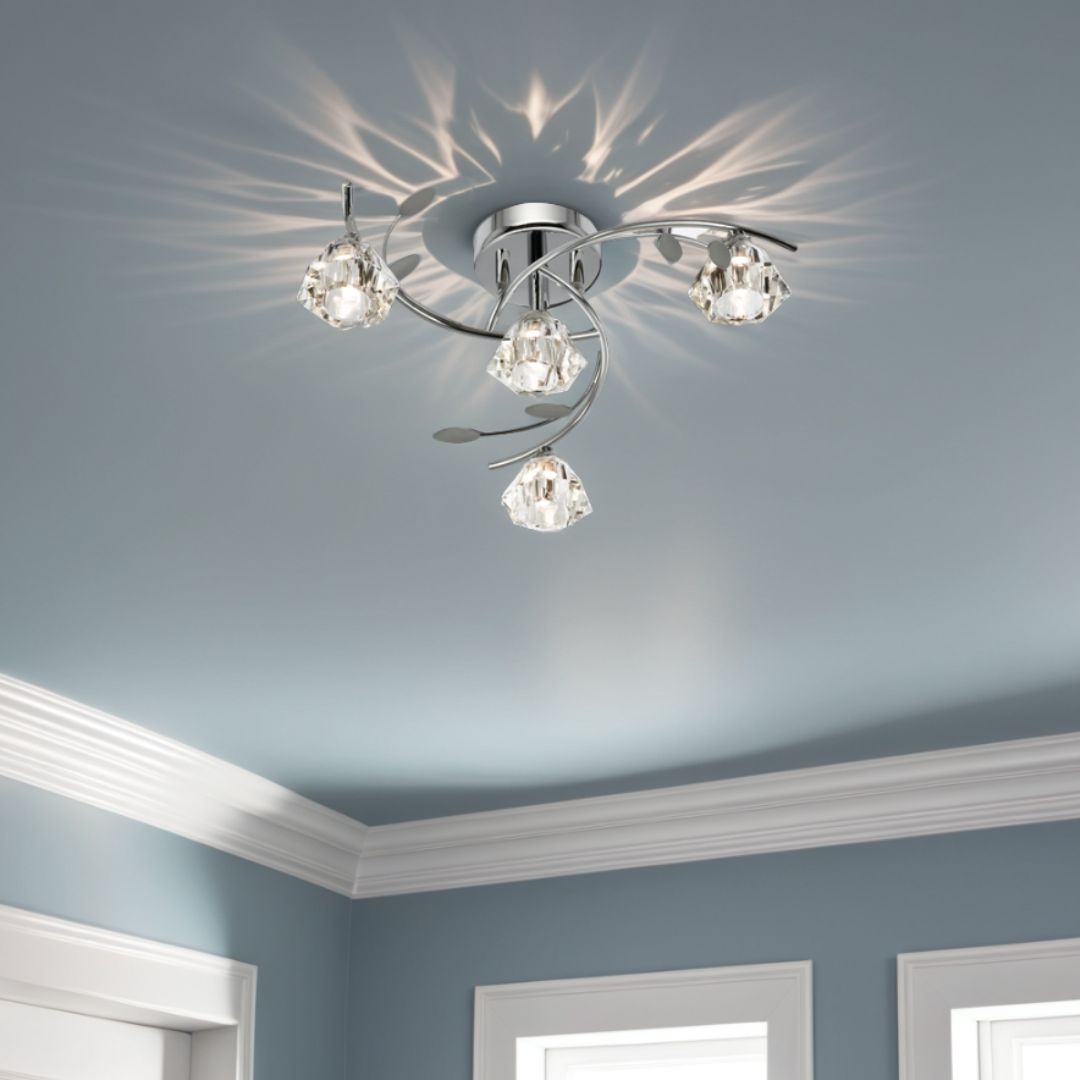 Sierra 4 Light Chrome Semi Flush Ceiling Light