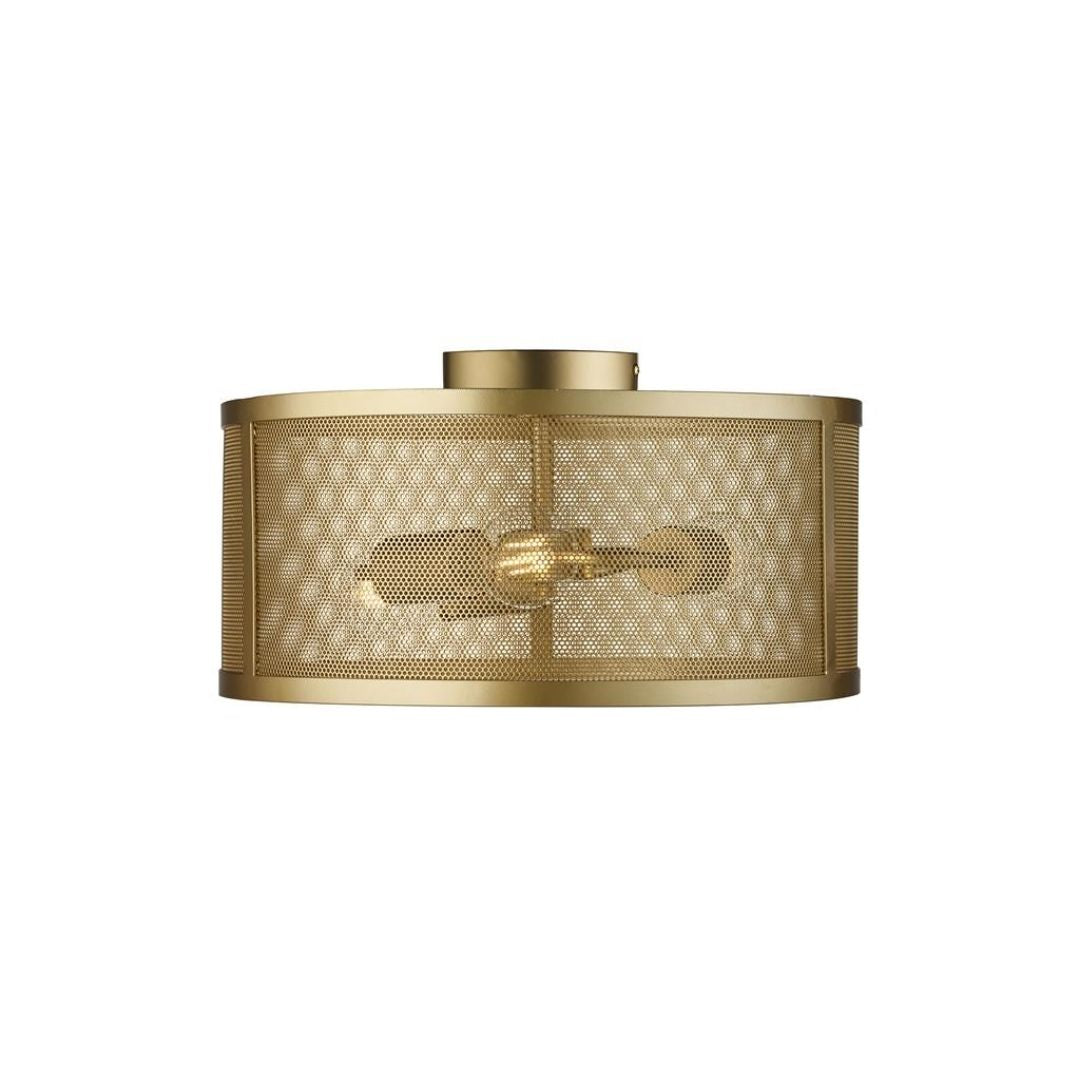 Fishnet 3 Light Matte Gold Mesh Flush Ceiling Light