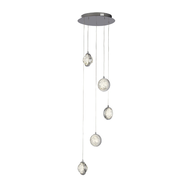 Quartz 5 Light Chrome Ceiling Pendant