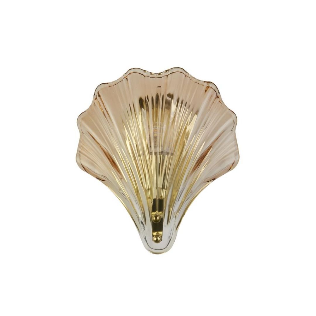 Shell Satin Brass & Amber Glass Wall Light