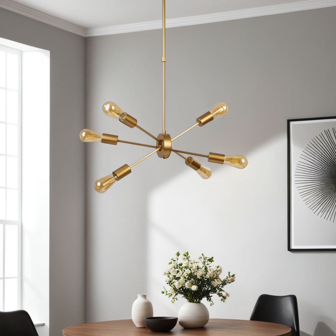Alpha 6 Light Gold Pendant Ceiling Light