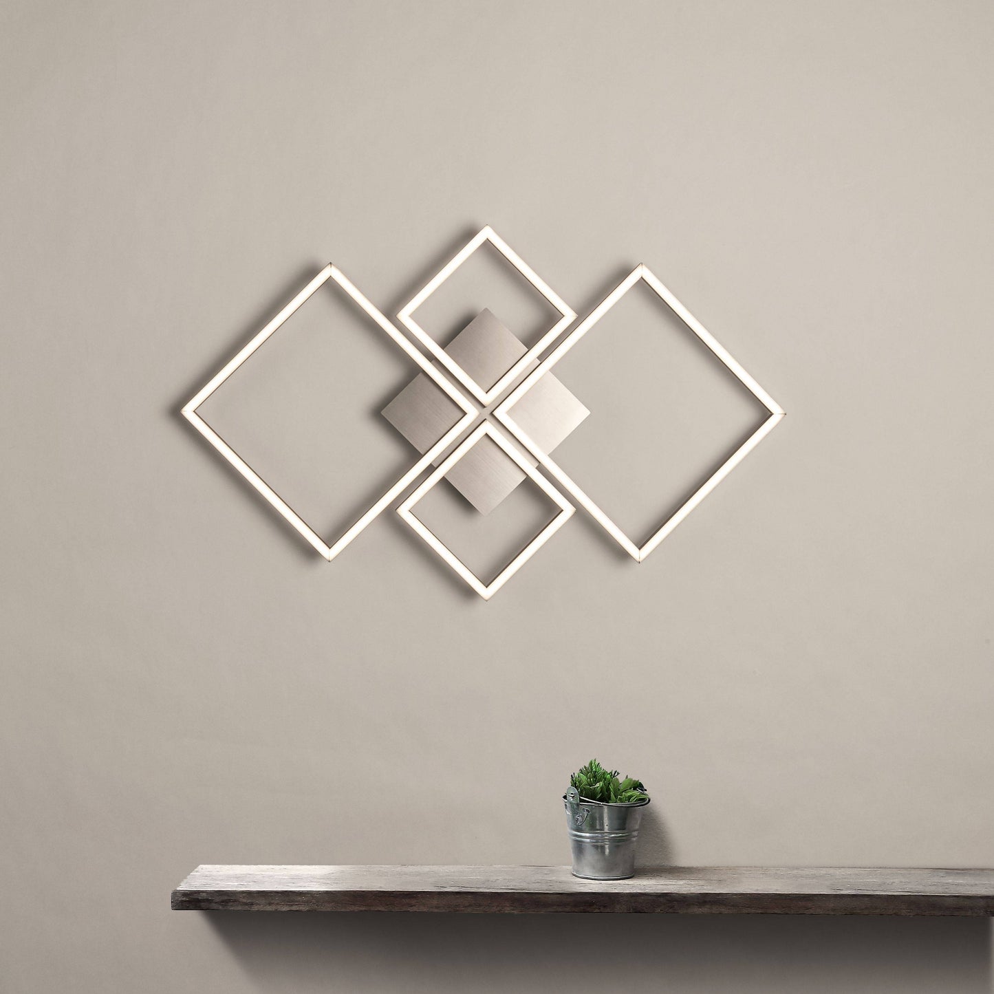 Wall Art 4 Light Square LED Wall Flush Fitting Satin Silver