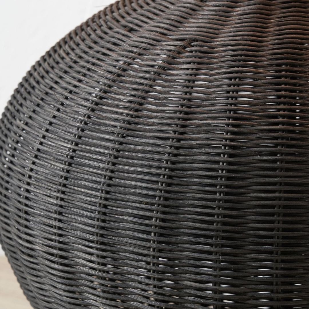 Allona Black Rattan Round Table Lamp