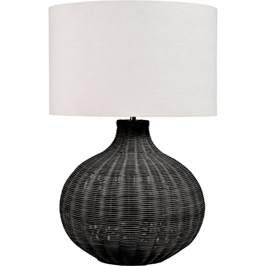 Allona Black Rattan Round Table Lamp